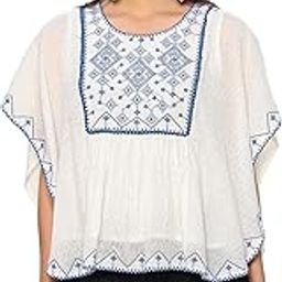 White Viscose Dobby Embroidered Tunic for Women-image-98