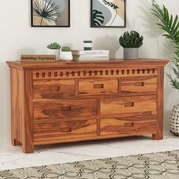 GateWay Furniture Solid Sheesham Wood Wooden Chest of Drawers with 7 Drawer Storage | Multipurpose Storage Cabinet Rack for Bedroom Home Living Room (Honey Finish)-image-93