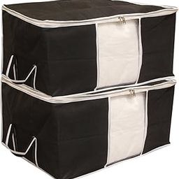 Kuber Industries Plain 2 Piece Non-Woven Underbed Storage Organiser/Organiser, Extra Large (Black) (CTKTC01636)-picture-22
