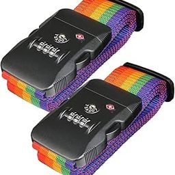 SANTREST Travel Luggage Strap Adjustable Suitcase Packing Belt with TSA Combination Lock(Rainbow 2 Pack)-28