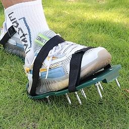 SRZ Lawn Aerator Sandals Garden Grass Aerator Garden Excavation Garden Soil Loosening Soil Aerator Gardening Sandals (6 Straps, 26 Spikes) + Garden Gloves with Claws-18