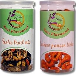 Yatti Flavoured Cashew & Trail Mix Combo Pack | Cashew Paneer Tikka Flavour + Nutty Trail Mix | Healthy Snacks | High Protein | Crunchy, Roasted, & Spiced-image-16
