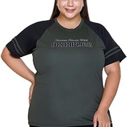 Plus Size Gym T Shirt for Women, Sports Workout Gym T Shirt, Polyester Running, Swimming T Shirt with Motivational Words (Pack of 1)-image-86