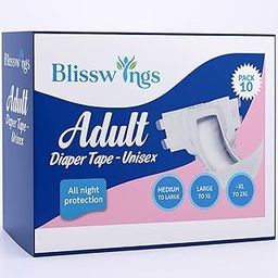 BlissWings Tap Style Adult Diapers for Men & Women – Size XL To 2XL, Pack of 10 | Refastenable Tape, Cottony Soft, 12-Hour Protection, Leak Guard, Odour Control-image-68