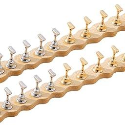 2 Set Nail Stands Training Fingernail Display Stands for Nail Salon Beginner wave 5 gold 5 silvery-41