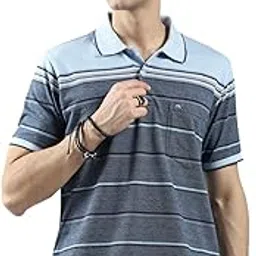 monte carlo Mens Cotton Blend Regular Fit Polo T-Shirt | Half Sleeve | Striped Collared Tee | Casual Everyday Wear | Stylish & Comfortable T_Shirt-picture-21