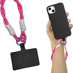 GadgetBite Phone Lanyard for iPhone Sling Hanging Chain Wrist Rope Multipurpose Hand Wrist Strap Cord Universal Anti-Lost Lanyard for Mobile Secure and Stylish - Neon Pink and White-picture-26