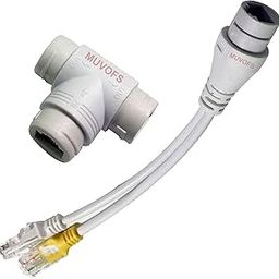 POE Multiplexer Splitter Adapter Synthesizer 2-in-1 Connector Set Three-Way 10/100 Transmission Speed for IP Camera, HD, CCTV System, White, MVSPOEMX1P-18