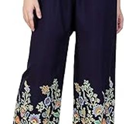 Women's Rayon Bird Flower Print Loose fit Palazzos Free Size 28 to 40 Inches-picture-52
