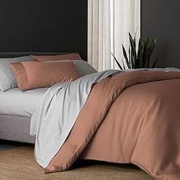 DOZ by SIJO 100% Viscose from Organic Bamboo Duvet Cover Set, 1 Duvet Cover and 2 Pillowcases, Buttery Soft, Cooling for Hot Sleepers, Silky Breathable, Oeko-TEX (Clay, King/Cal King 106"x90")-image-10