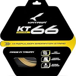 Katana KT-66 Strings 0.66mm | Durability High | High Repulsion Badminton Strings | Available in 5 Different Color (Pack of 2) Yellow-2