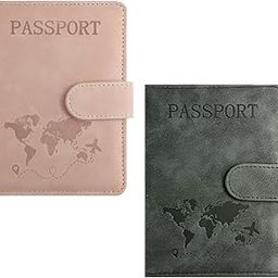 2Pcs PU Leather Passport Wallet Case, Portable Passport Travel Wallet, Travel Card Cover Case Magnetic Clasp, for Credit & ID Cards, Boarding Passes (Grey, Pink)-image-46