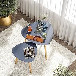 MTANK Nesting Coffee End Tables Modern Decor Side Wood Table for Home and Office (Grey)-24