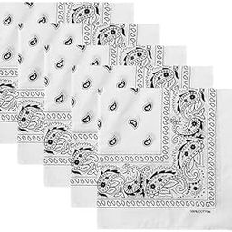 Paisley Printed Bandanas, Pack of 5, White, 52 x 52 cm, Soft Silky Headband, Scarf, for Men and Women, Absorbent-image-18