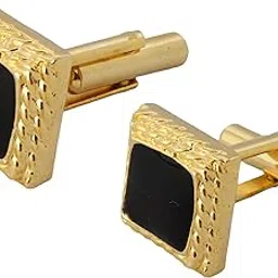 lucky jewellery Unique Men Jewelry Black Color Gold Plated Sleeve Button Formal Cuff Button Wedding Shirt Button, Suit, Blazer Cufflinks Pair Gift Set For Men (172-M4C4-A5310)-picture-38