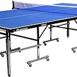 GYMNCO Perfect Wood Table Tennis Table with Levellers Top 18 mm (TT Table Cover + 2 TT Racket & Balls +Yoga Mat) (Blue) (18 mm)-19