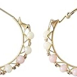 Spellcaster Lightweight Round Hoop Pearl Earrings For Women Pink and White Bead Earrings-image-87