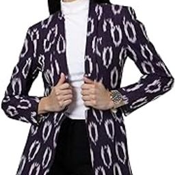 Women's Ikat Purple Cotton Blazer-picture-26