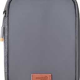 SAL-Tp-100 Travel Tech Pouch with Genuine Leather Handle, Water-Resistant Polyester, Smooth Sturdy Zippers, Customizable Dividers, Compact Organizer for Office, Business & Work Travel, (Grey)-image-13