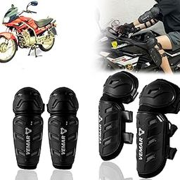 Auto Pearl Motorcycle Knee Shin Guards Elbow Pads, 4 in 1 Monstor Style Knee Shin Safe Protection Armor for Moto Cycling Racing compatible with GF Lazer (Black, 4Pcs)-image-75
