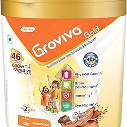 Groviva Gold Milk Protein Powder for Kids | 2-6 Years | 200g Chocolate Jar| 46 Nutrients | Growth & Digestive Nutrients | Supports Physical Growth, Brain Development, Immunity & Eye Health-28