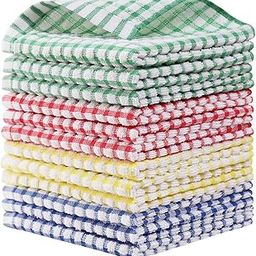 Egles Kitchen Dishcloths 12pcs 11x12 Inches Bulk Cotton Kitchen Dish Cloths Scrubbing Wash Cloths Sets (Mix Color)-picture-18
