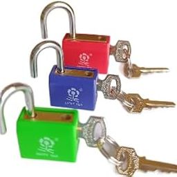 Mystte Metal Luggage Padlocks with Keys, Small Size Padlocks for Securing Luggage, Baggage Locking System, Tiny SmallBaggage Lock Multi-Color Pack of 3-44