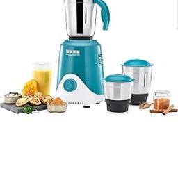 USHA Speed Master 500W with 3 Jars, 100% Copper Motor, 4-fin techno blades for finer grinding, SS Jars with flow breakers, 20000+ RPM, 5 Years Warranty on Motor (Blue and White)-image-2