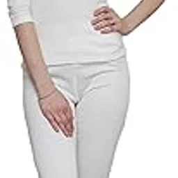 prince Women's Three-Fourth Length Sleeves Full Set Thermal Wear - Top & Bottom Set for Winter Warmth - Heat Retaining Fabric,Lightweight and Comfortable Fit | Cold Weather Protection - White-picture-5