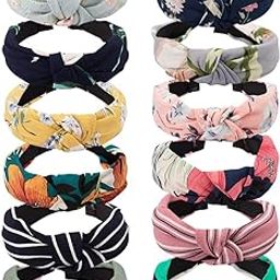 Wide Knot Headbands for Women, Pack of 12, Floral and Striped Patterns, Fashion Hair Accessories-picture-29