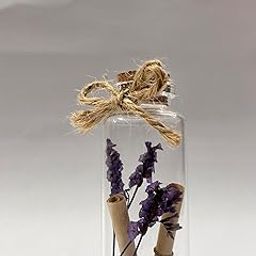 Decorative Glass Message Bottle with Purple Dried Flowers, Twine Bow, Shell and Purple Sand-image-66
