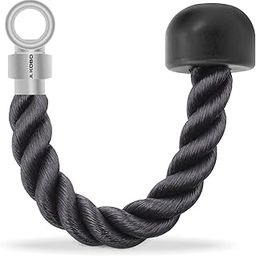 Kobo Tricep Rope Single Grip Pull Down Bicep Cable Attachment Exercises Black Nylon 14.5" (Imported)-17