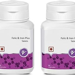 Folic & Iron Plus Tablets, Dietary Supplement, Pack of 2 Bottles-image-21