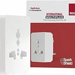 HOSPER - International Multi Plug with Socket Spark Shield - Universal Travel Adapter for US, UK, EU, AUS Plugs - Safe & Compact Travel Plug with Spark Protection - Suitable for All Devices(Pack of 2)-picture-0