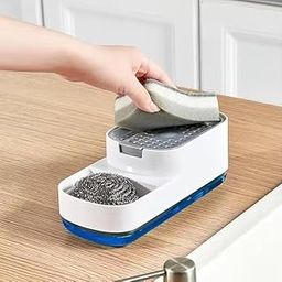 Kitchen Soap Dispenser with Kitchen Soap Dispenser and Sponge Holder,Detergent Dispenser,Sink Organizer，Manual Press Liquid Pump Detergent Refillable Storage Container (White)-picture-27
