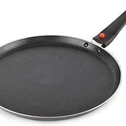 Cello Non Stick Dosa Tawa Induction Base with Detachable Handle, 280 mm Hammered Toned,Aluminium, Black-3