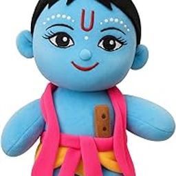 KESHI Baby Krishna Soft Toy 35 CM Kanha Ji Plush Doll for Babies Toddlers and Infants Janmashtami Gift for Pooja and Home Decor with Transparent Cover Bag Soft Fabric Laddu Gopal Toy-12