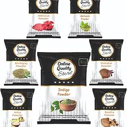 Online Quality Store Reetha (100g) + Amla (100g) + Shikakai (100g) + Bhringraj (100g) + Hibiscus (100g) + Mehandi (100g) + FREE Indigo (100g) Powder For Hairs, 700g-picture-10