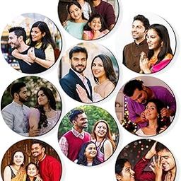Gifteeng Personalized Photo Fridge Magnet - Set of 9 | 7 cm Round Soft Rubber Magnet | Glossy Print, Customizable Gift for Fridge & Metal Surfaces-22