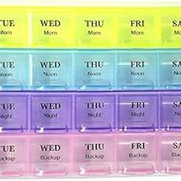 DeoDap Pill Case- 4 Row 28 Squares Weekly 7 Days Tablet Box Holder Medicine Storage Organizer Container-0