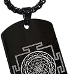 Men's Black Plated Stainless Steel Chain with Shree Yantra Design Pendant-image-76