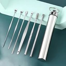 PURPLE DUST Ear Wax Cleaner (6 Pc) Resuable Ear Wax Cleaner Reusable Removal Kit Steel Ear Cleansing Tool 6pcs Set-image-25