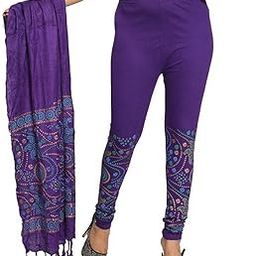 Bandhani Cotton Lycra Printed Leggings with Dupatta for Women (Black,Pack of 1)-image-48