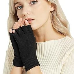 Woolen Soft warm Fingerless Gloves for Women, Half finger winter gloves for Cold weather-39