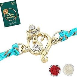 Gold Plated Auspicious Om Bracelet With Austrian Crystals And Multi Colored Thread For Valentines Day Gift-image-70