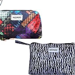WECROO Cosmetic Makeup Pouch, Multi-Pattern Design, and Zebra Print, Travel Toiletry Zipper Cosmetic Pouch Travel Make Up Organizer Tool Pouch for Women and Girls (Multicolor,Black Set of 2)-image-81