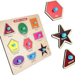 Lefan Shapes and Colours Wooden Puzzle Wooden Toys for Kids 3 4 5+ Year Jigsaw Puzzles for Adults Baby Learning Toys Educational Toys for 2 Board Game-30