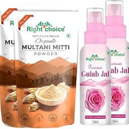 100% Pure Natural Multani Mitti Powder(200gm) And Rose Water(200ml) For Skin Care-image-62