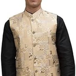 Men Jacquard Silk Blend Nehru Jacket-image-21