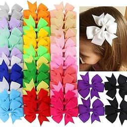 40Piece Boutique Grosgrain Ribbon Pinwheel Hair Bows Alligator Clips For Babies Toddlers Teens Gifts In Pairs-image-5